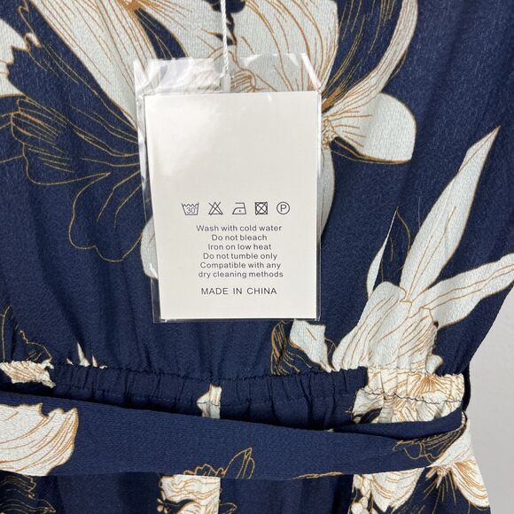 BELONGSCI Sleeveless Shoulder V-Neck Wide Leg Jumpsuit w Belt and Pockets Sz S - Picture 5 of 14